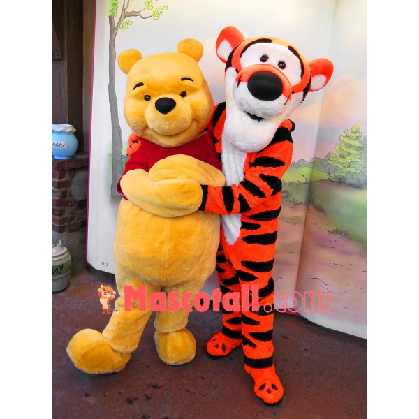 Harmonious Pooh Bear and Tigger Friends Mascot Costume