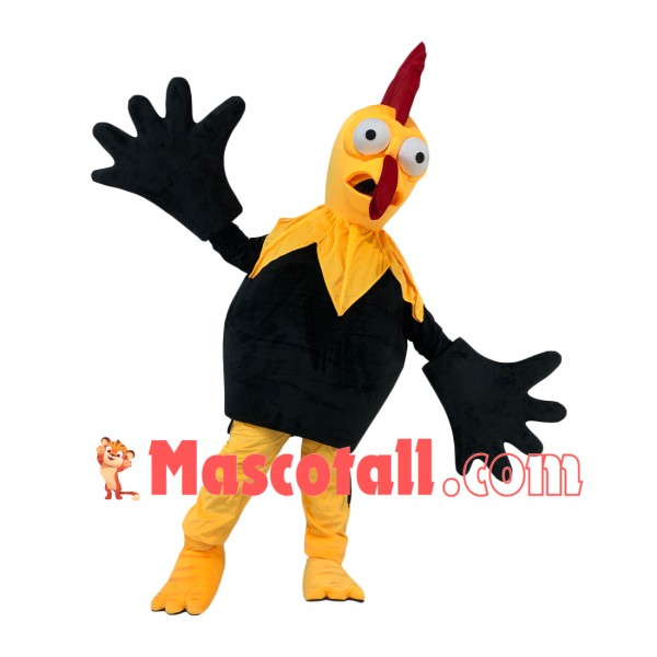 Lively Skinny Black Chicken Mascot Adult Costume
