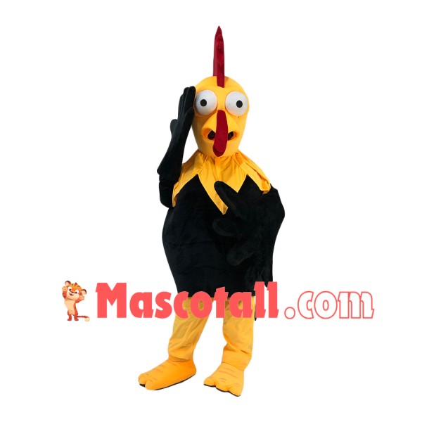 Lively Skinny Black Chicken Mascot Adult Costume