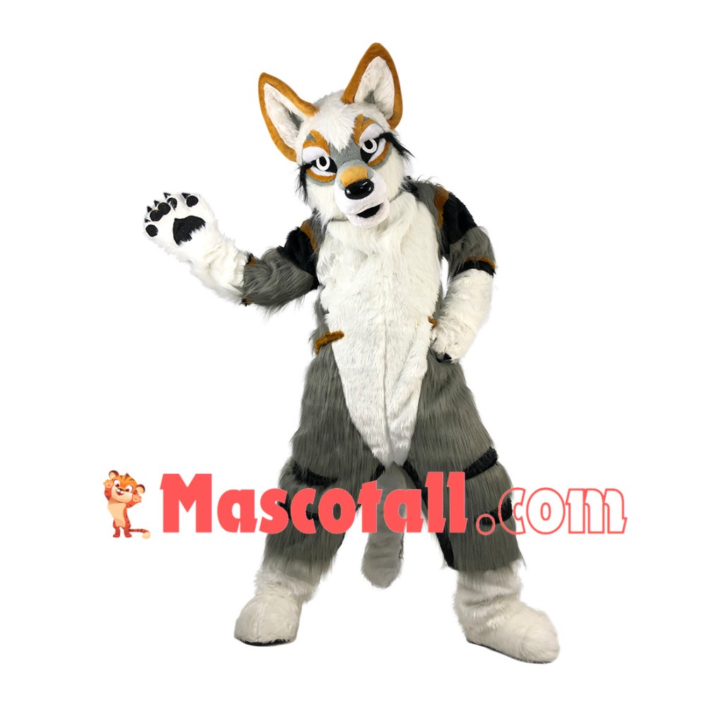 Vigorous the Smooth-coat Wolf Mascot Costume