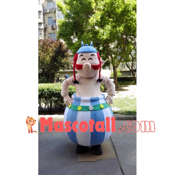 Red-haired Warrior Doll With Barrel Body Mascot Costume