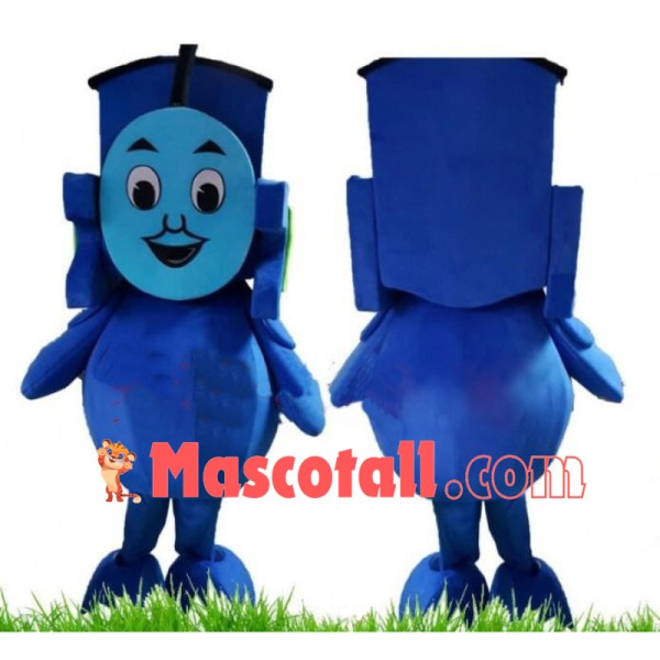 Blue Thomas Locomotive Mascot Cartoon Costume