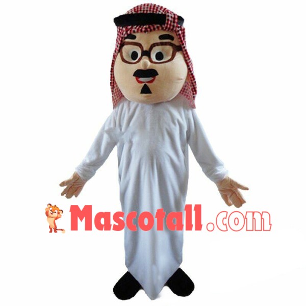 Rich Arab Man Wearing Glasses Mascot Costume