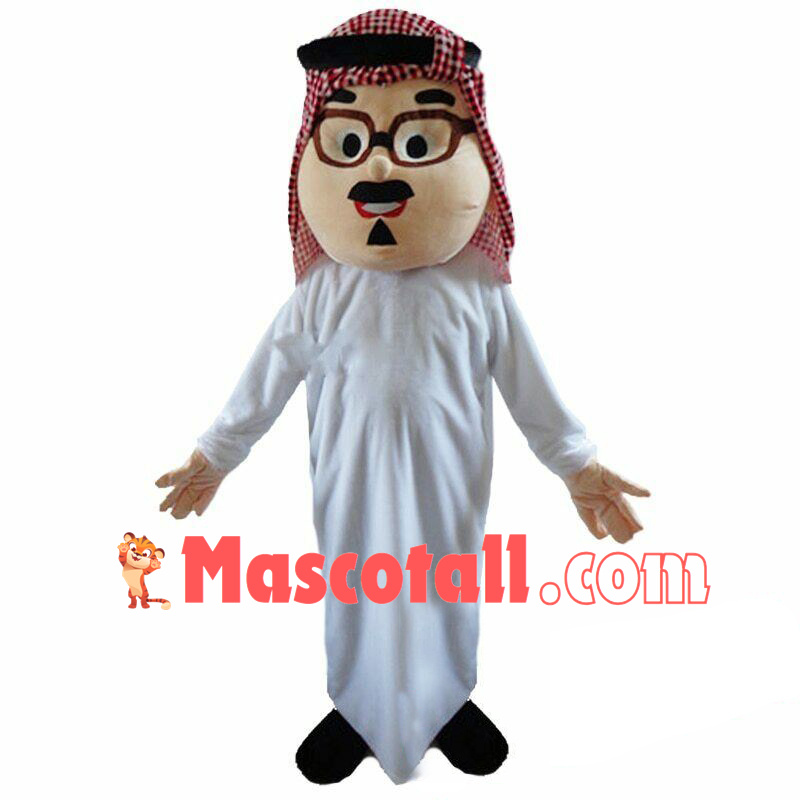 Rich Arab Man Wearing Glasses Mascot Costume