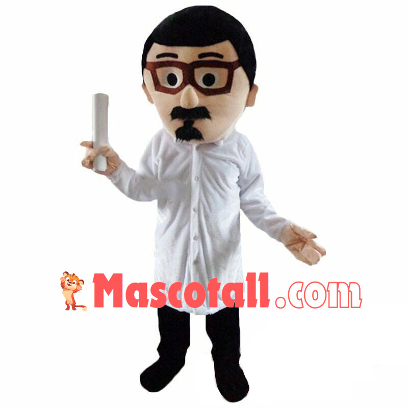 Guiding Expert Holding Drawings Mascot Costume