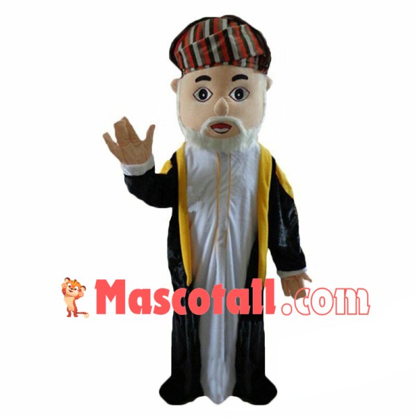 Friendly White Beard Indian Grandpa Mascot Costume