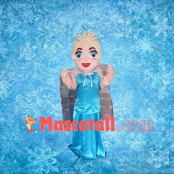 Snow Queen Elsa Wearing Cloak Mascot Costume