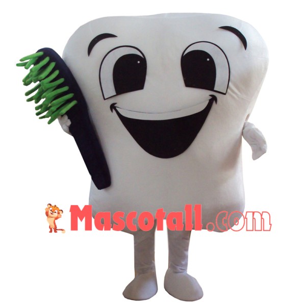 Adult Tooth Holding Black Brush Mascot Costume