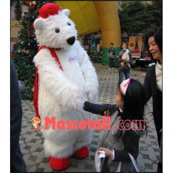 Christmas Long-haired Polar Bear Mascot Costume