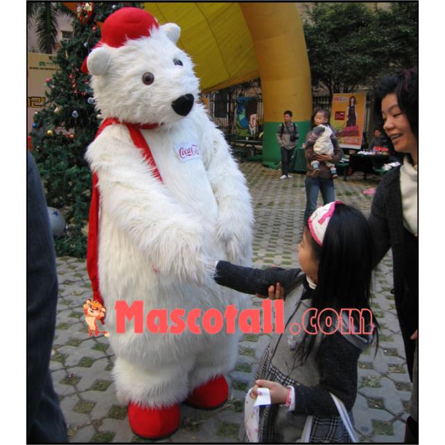 Christmas Long-haired Polar Bear Mascot Costume