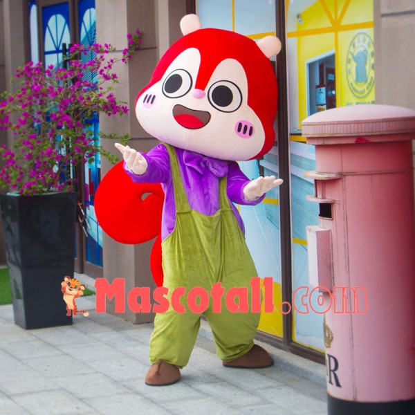 Optimistic Chipmunk In Purple Blouse Mascot Costume