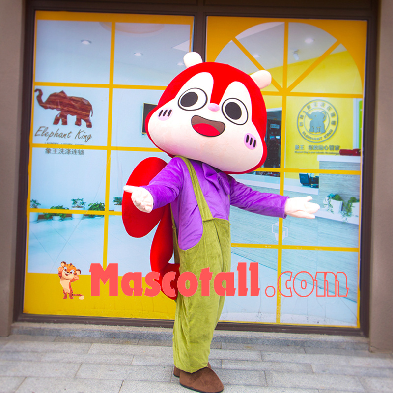 Optimistic Chipmunk In Purple Blouse Mascot Costume
