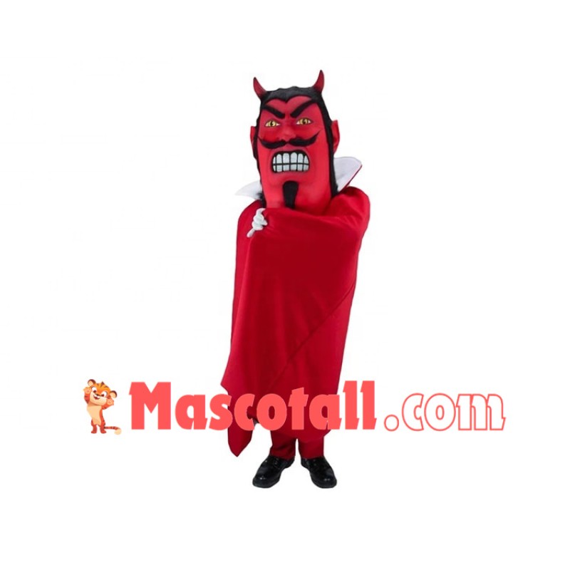 Hideous Face Demon With Red Cloak Mascot Costume