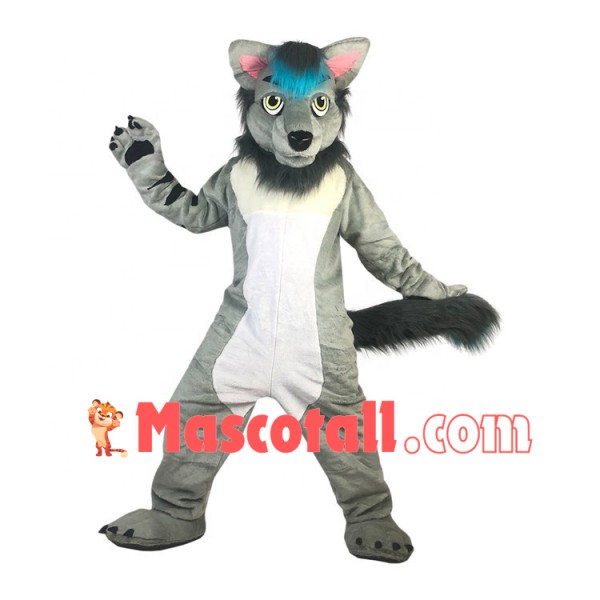 Adult Size Vigilant Gray Wolf Dog Mascot Costume