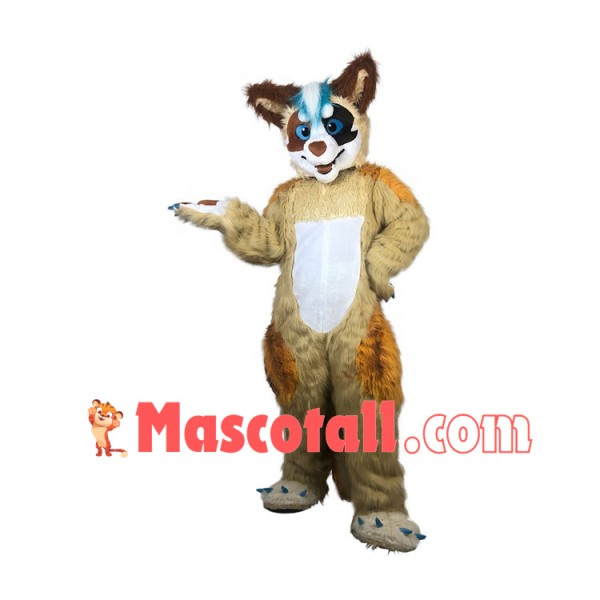 Pleased Brown Wolf With Smooth Fur Mascot Costume