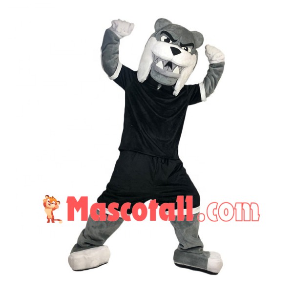 Fierce Bulldog With Black Sports Suit Mascot Costume