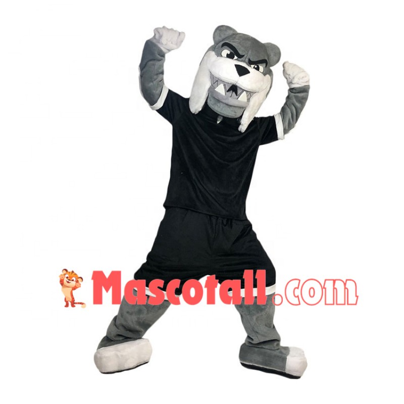 Fierce Bulldog With Black Sports Suit Mascot Costume