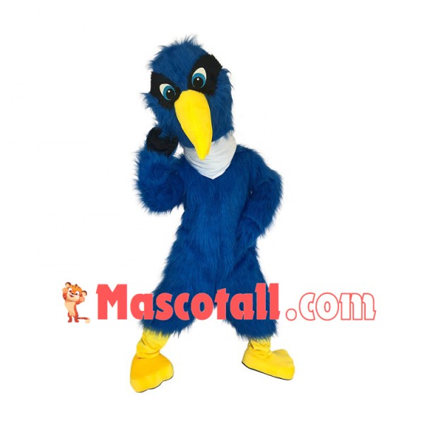 Blue Bird Wearing Square Scarf Mascot Costume