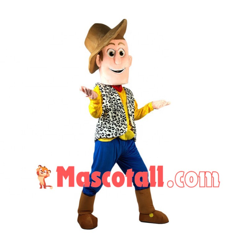 Optimistic Cowboy Woody Cartoon Mascot Costume