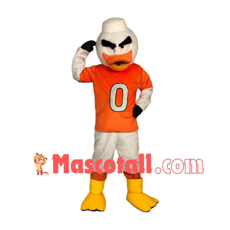 Seriously Thinking White Sports Duck Mascot Costume