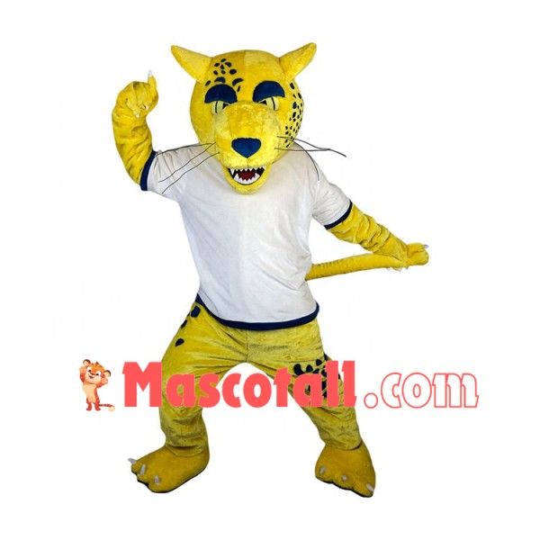 Vigorous Yellow Leopard of College Mascot Costume