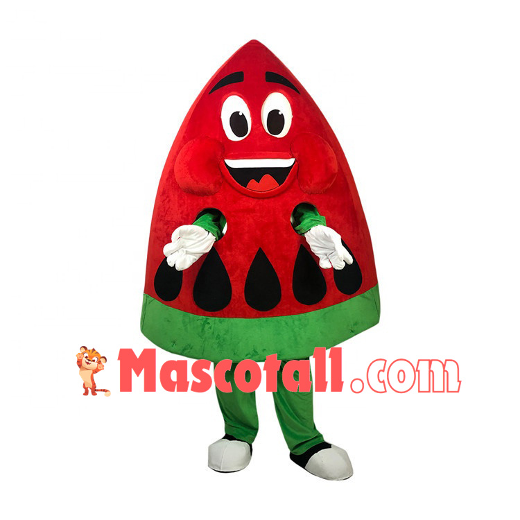Slice of Juicy Red Watermelon Cartoon Mascot Costume