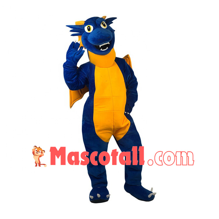 Jolly Blue & Yellow Flying Dragon Mascot Costume