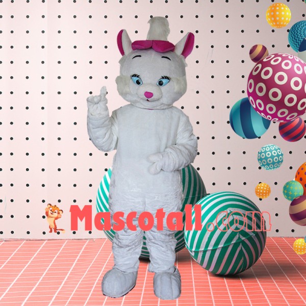 Smooth Plush White Cat Mascot Costume