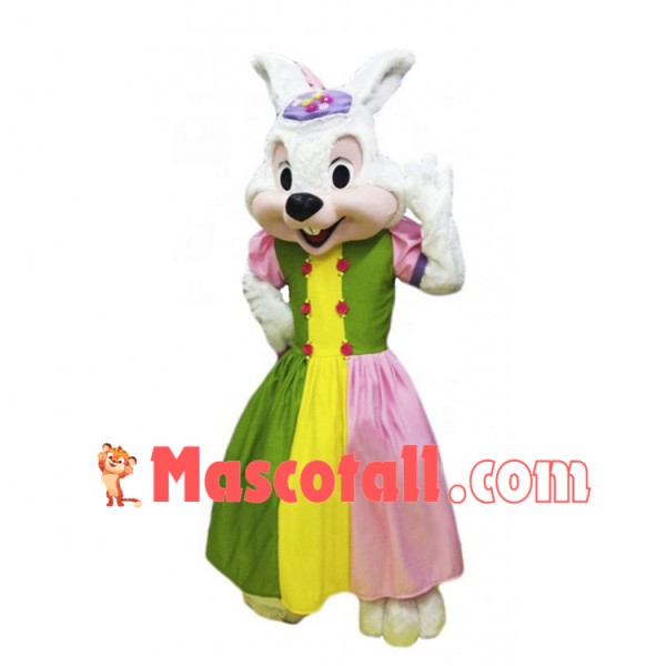 Easter Bunny Wearing Palace Dress Mascot Costume