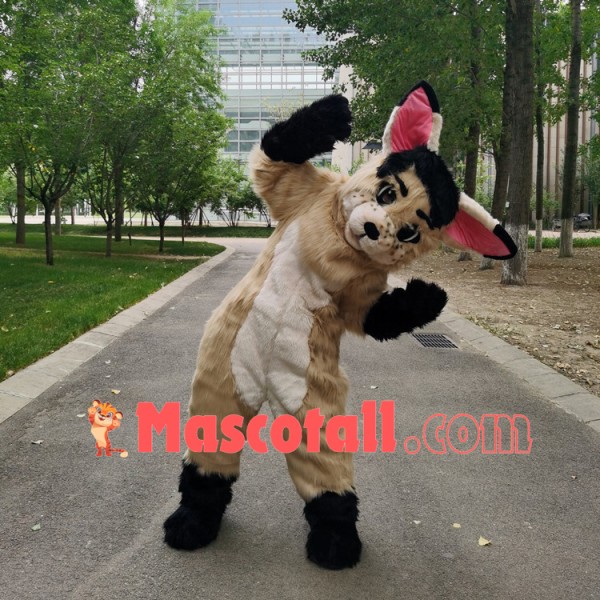 Innocent Brown Shaggy Wolf Cub Mascot Costume