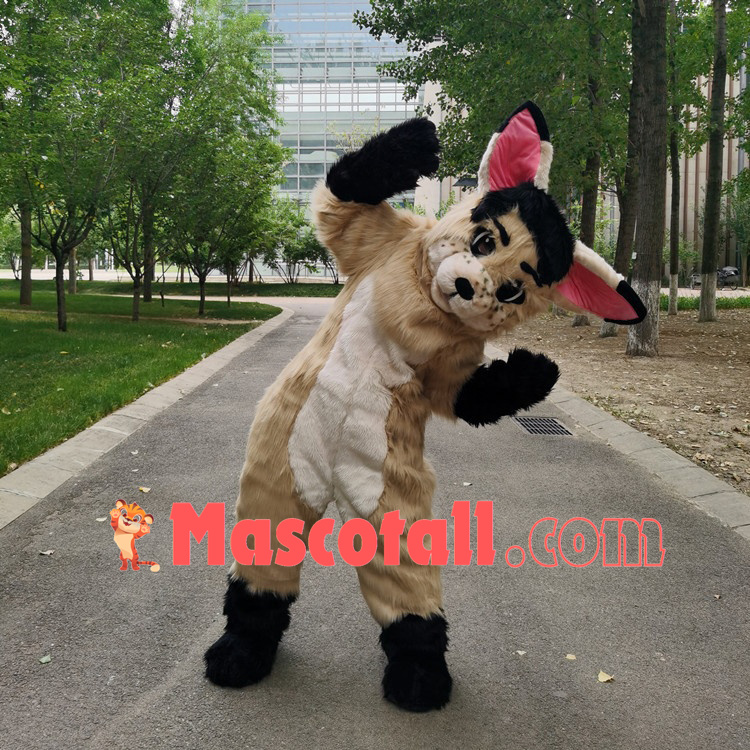 Innocent Brown Shaggy Wolf Cub Mascot Costume