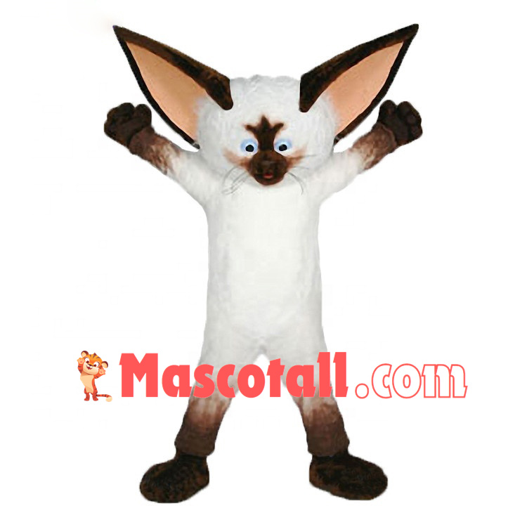 Agile Big-eared White Civet Cat Mascot Costume