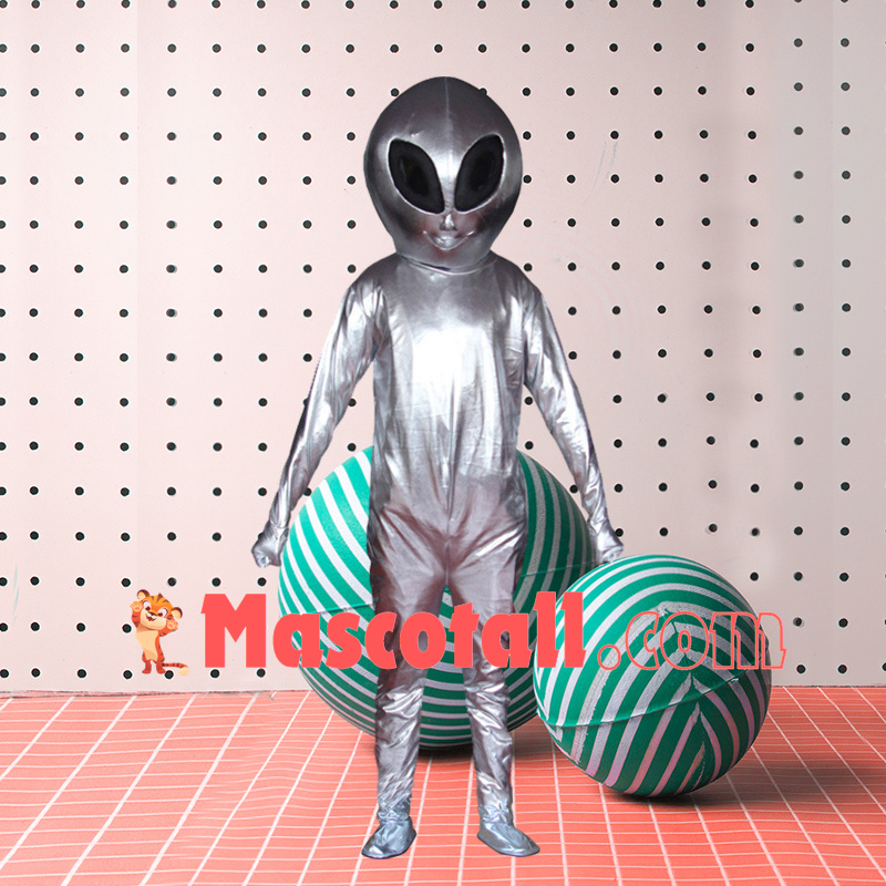 Silver Tin Alien Adult Mascot Costume