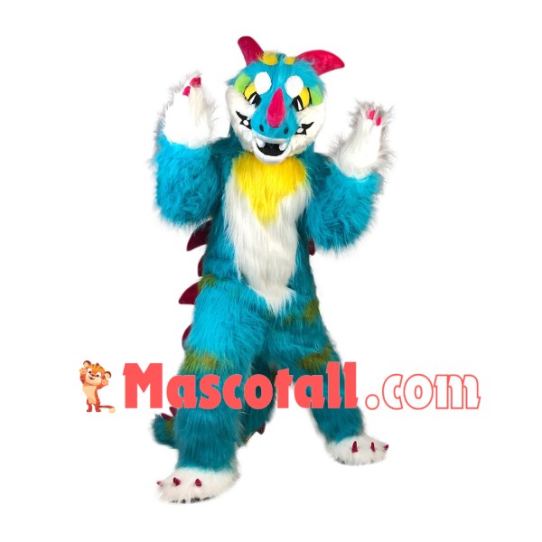 Rare Blue Hairy Dinosaur Monster Mascot Costume
