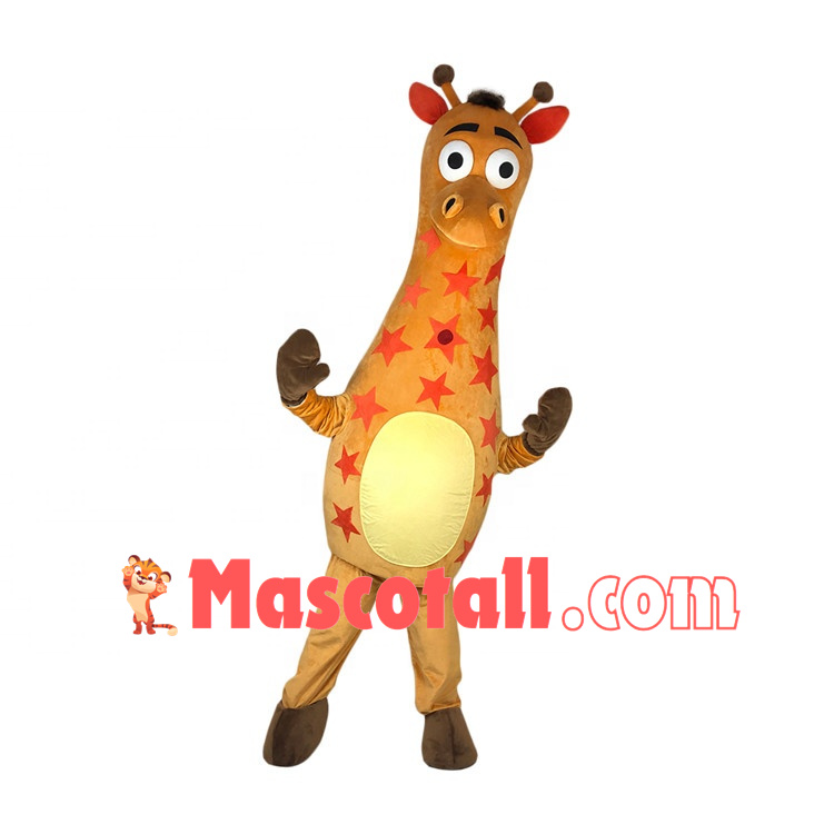 Baby Giraffe Printed With Red Stars Mascot Costume