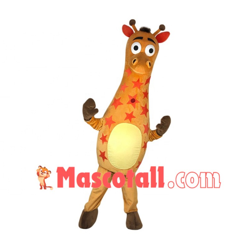 Baby Giraffe Printed With Red Stars Mascot Costume