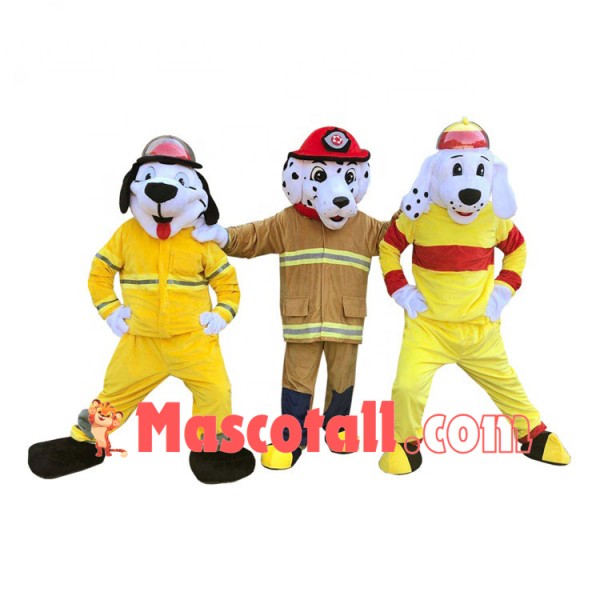 Fireman White Dog of Rescue Team Mascot Costume