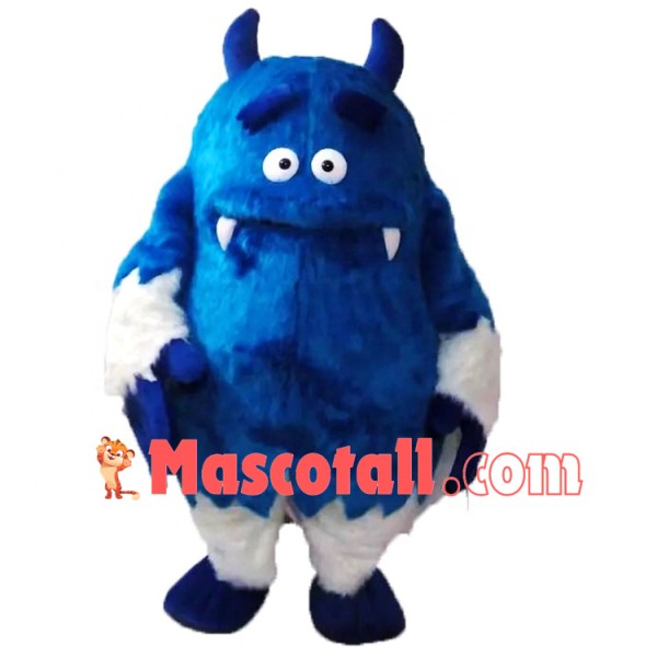 Ugly-looking Blue Hairy Monster Mascot Costume