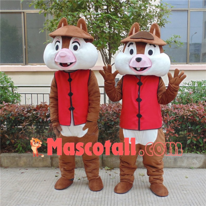 Squirrel Brothers In Red Waistcoat Mascot Costume