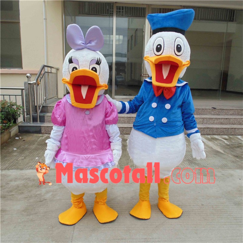 Donald Duck Couple With Open Mouth Mascot Costume