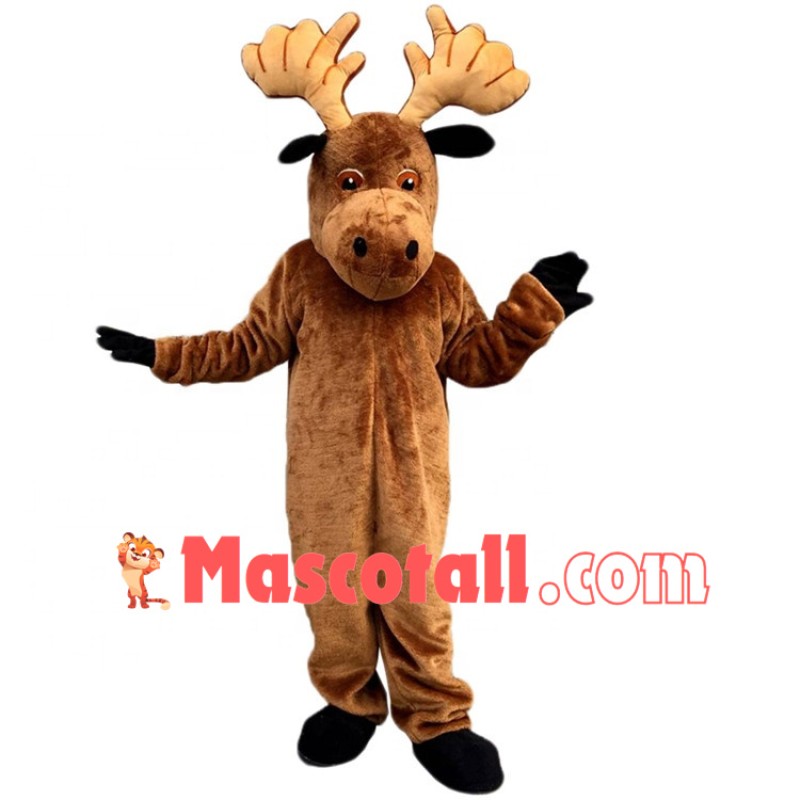 Adult Moose With Strong Antlers Mascot Costume