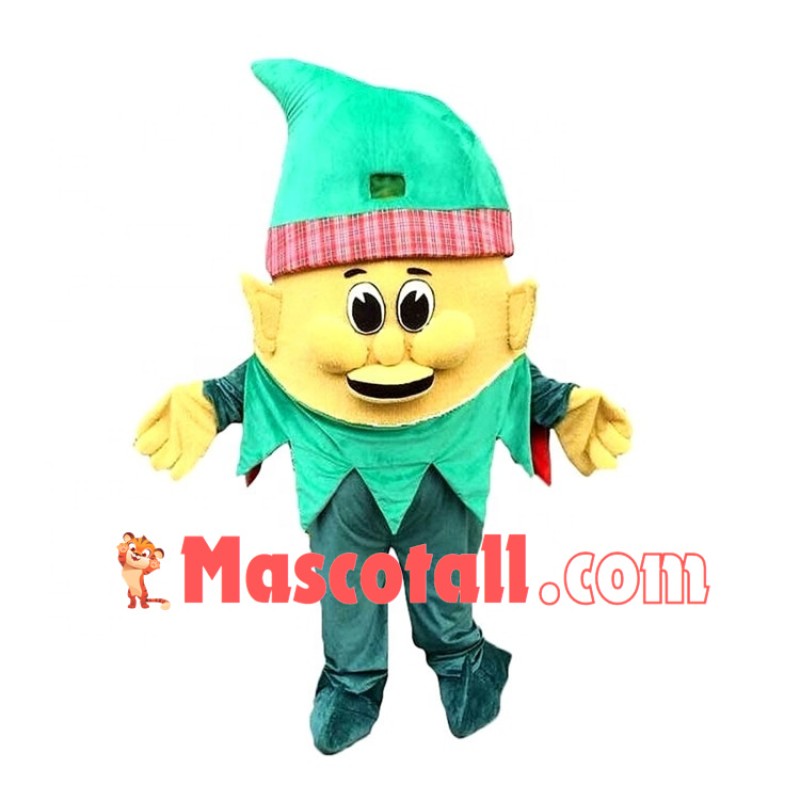 Dwarf Elf In Green Hat Mascot Costume