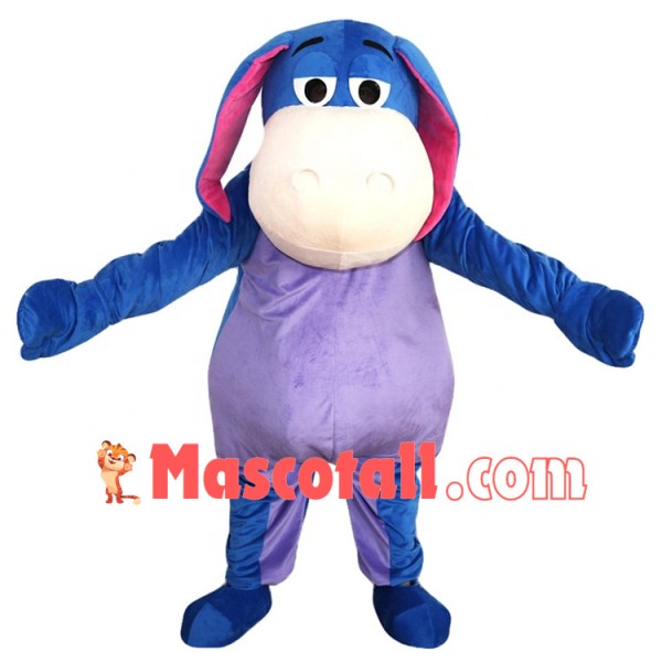 Pessimistic Donkey Eeyore Cartoon Mascot Costume