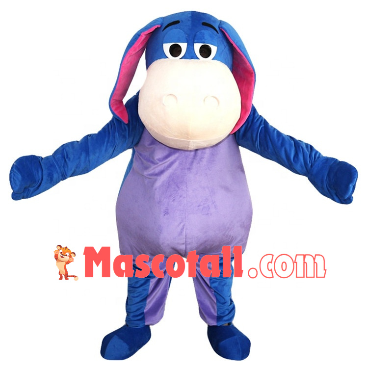 Pessimistic Donkey Eeyore Cartoon Mascot Costume