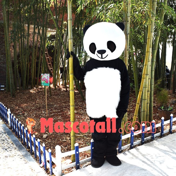 Cute Panda Holding Bamboo Leaves Mascot Costume