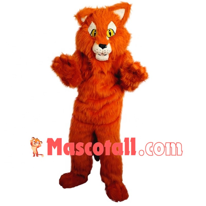Carefully Observed Orange Furry Tiger Mascot Costume