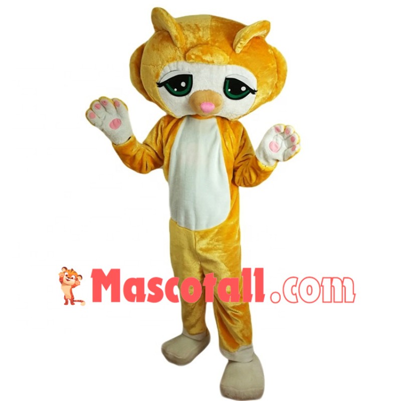 Likable Cartoon Big Eyed Yellow Cat Mascot Costume