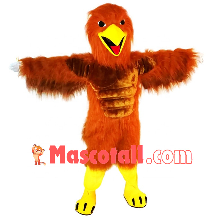 Warning Orange Hairy Muscular Falcon Mascot Costume