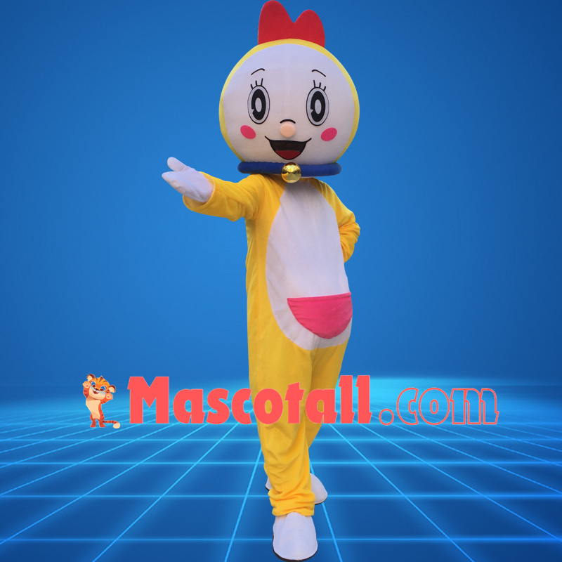 Adorable Cartoon Dorami With Bow Mascot Costume