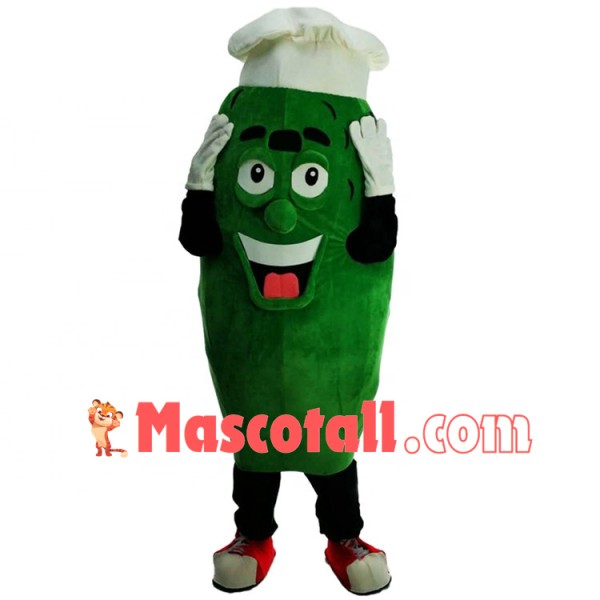 Smiling Vegetable Melon Wearing Chef Hat Mascot Costume